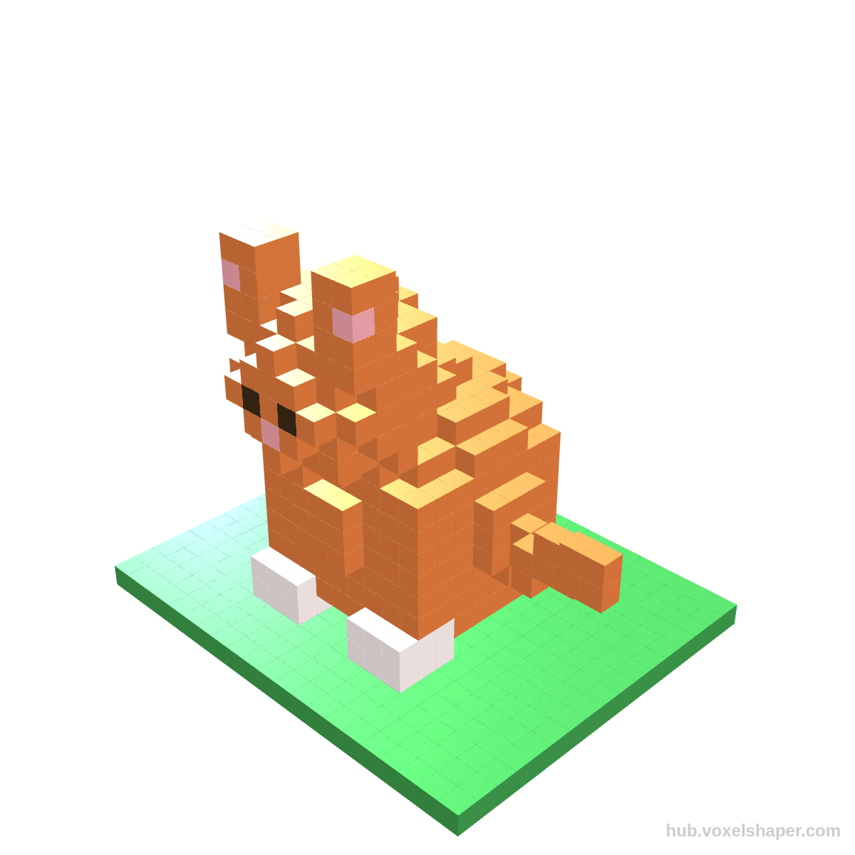 VoxelShaper 3D model Loaf Cat – sitting tabby