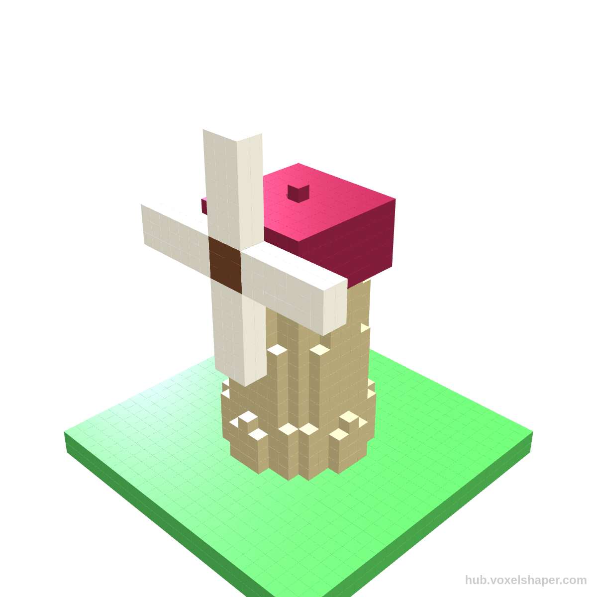 VoxelShaper 3D model Dutch Mill – four-blade windmill